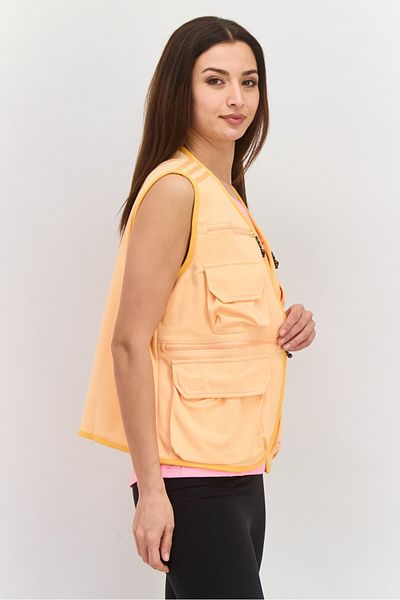 adidas Women Sportswear Fit Sleeveless Training Vest Jacket, Orange