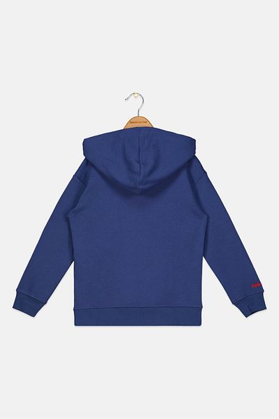 Keith Haring Kids Girl Hooded Neck Long Sleeve Graphic Sweatshirt, Blue