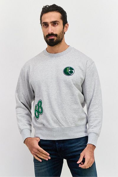 Esprit Men Crew Neck Long Sleeve Brand Logo Sweatshirt, Grey Combo