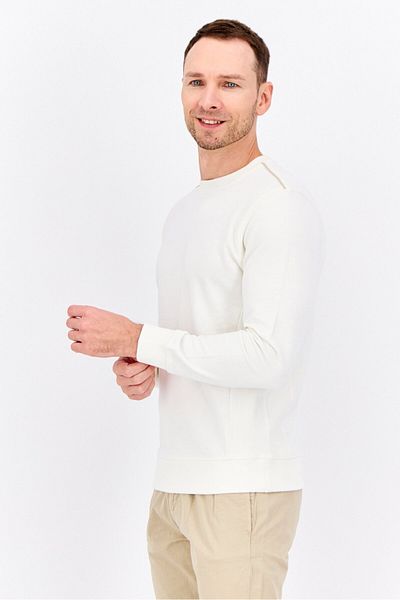 Sorbino Men Crew Neck Solid Long Sleeves Sweatshirt, Off White
