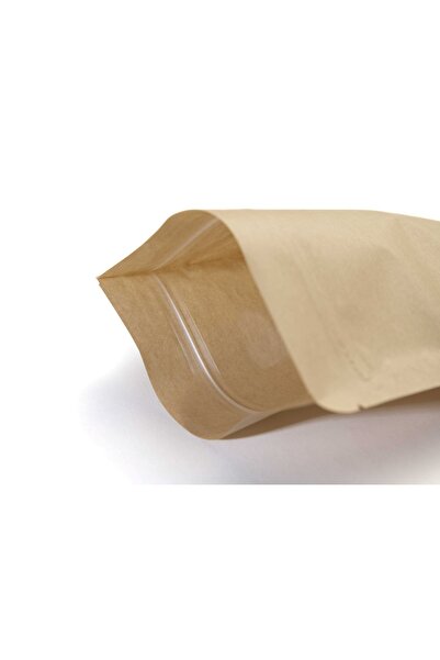 Packtory Pencereli Kraft Kilitli Doypack Ambalaj 11 X 18,5 3,5 Cm. 100 Gr. - 50 Adet
