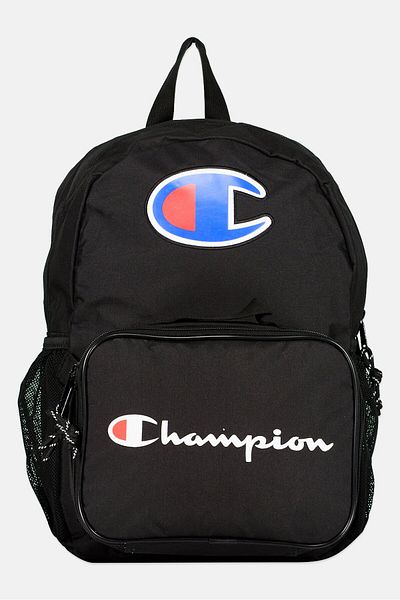 Champion Men Brand Logo Backpack And Lunch Bag 43 H x 26 L x 15 W cm, Black