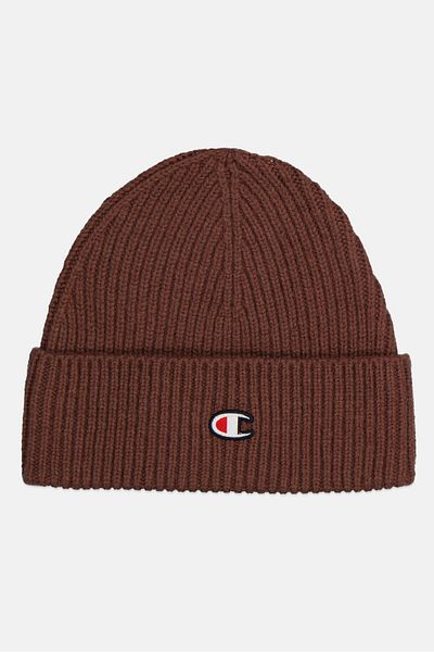 Champion Men Embroidered Logo Knitted Beanie, Brown