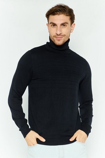 Hugo Boss Men Mock Neck Textured Sweater, Navy