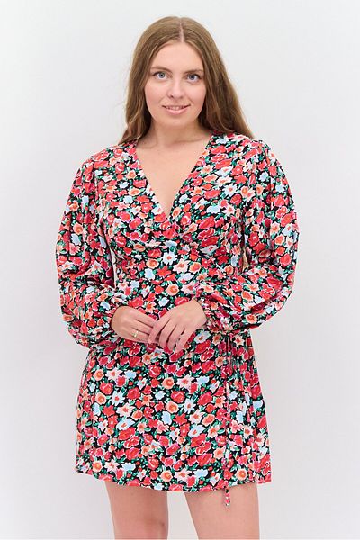Glamorous Women Floral Printed Wrap Dress, Pink Combo