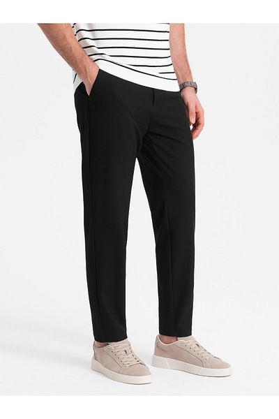 OMBRE Ανδρικό παντελόνι chino με λάστιχο στη μέση SLIM FIT - μαύρο V3 OM-PACP-0158 XL
