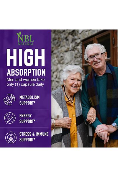 NBL Natural Vitamin B-100, Energy Production, Nervous System Health, 100 Capsules
