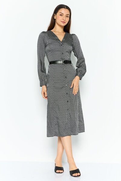 Michael Kors Women Allover Print Midi Dress, Black