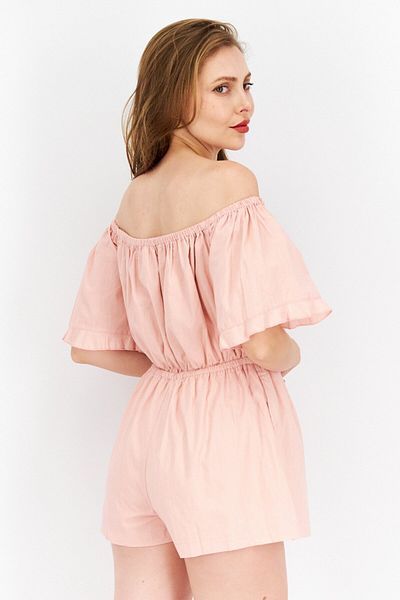 Nomad Women Off Shoulder Plain Playsuit, Pink
