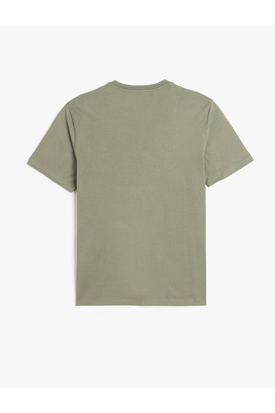 Koton Crew Neck Short Sleeve Cotton Slogan Print Slim Fit T-Shirt