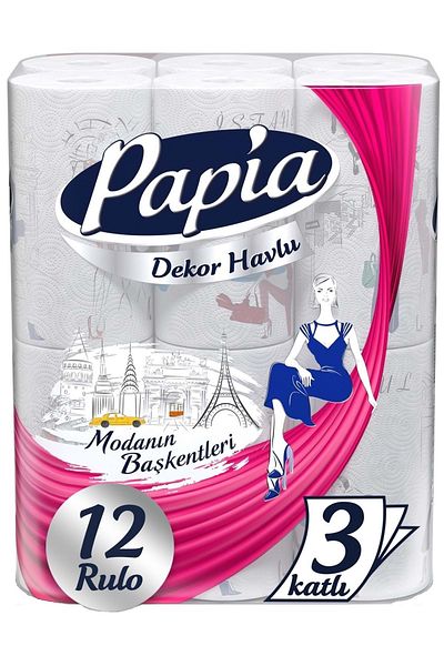 Papia Paper Towel Decor (MODANON PRESIDENTS PATTERNED) Set of 36 (3PK*12)