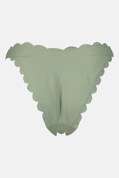 Asos Design Women Solid Pull On Bikini Bottom, Dark Green