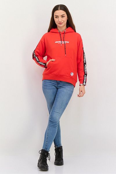 Aape By A Bathing Ape Women Brand Logo Long Sleeve Hooded Sweatshirt, Red