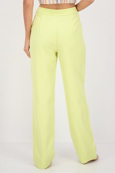 Aria Cove Women Regular Fit Wide Leg Solid Pants, Light Yellow