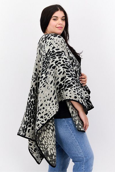 Laundry by Shelli Segal Women Animal Print Poncho Sweater, Multicolor