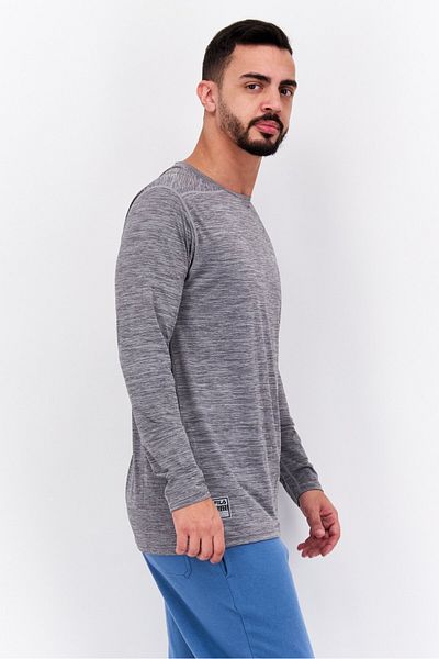 Fila Men Sportswear Fit Long Sleeve Training T-shirt, Heather Grey