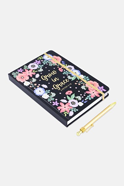 Votum Grow In Grace Bound Journal With Pen 22 H x 15 L x 2 L cm, Black Combo