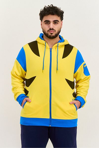 Marvel Men Hooded Long Sleeve X-men Full Zip Sweatshirt, Yellow Combo