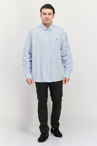 GAP Men Regular Fit Embroidered Long Sleeves Casual Shirt, Light Blue