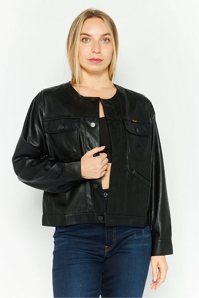WRANGLER Women Solid Long Sleeve Motor Cycle Jacket, Black