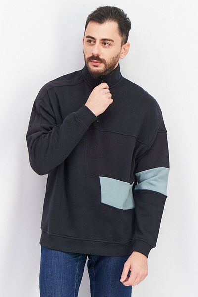 Asos Design Men High Neck Textured Long Sleeve Sweatshirt, Convar