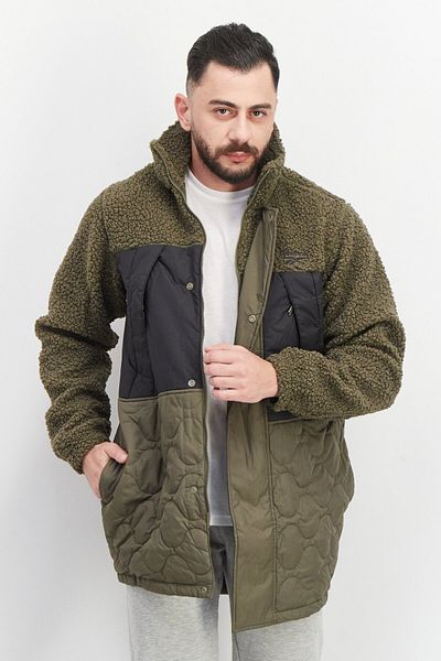 Reebok Men Sportswear Fit Long Sleeve Textures Bomber Jackets, Olive Combo