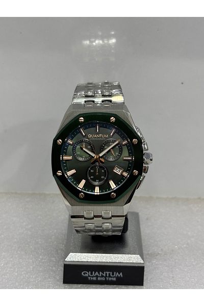 Quantum Zimrute Green Dial Hunter Special Series 100% Steel Chorograph 100 m 50 mm