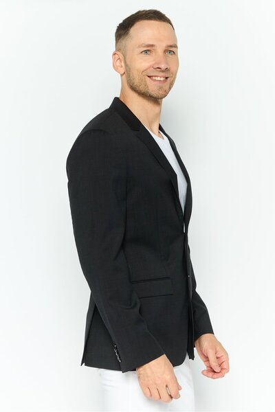 Calvin Klein Men Fitted Fit Textured Semi Formal Blazer, Black