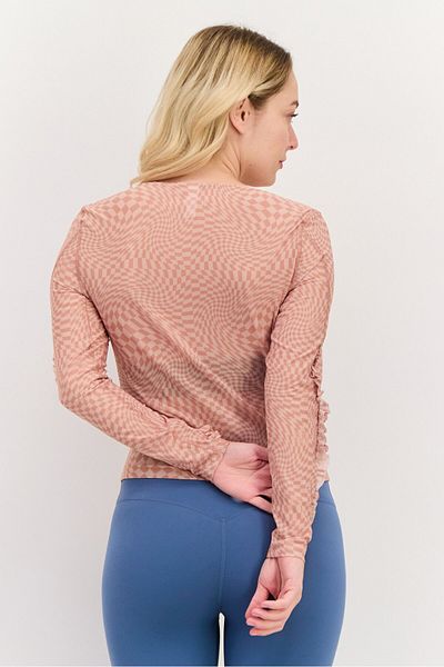 adidas Women Sportswear Fit Long Sleeves Yoga Top, Tan Combo