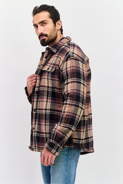 Silver Jeans Co. Men Regular Fit Plaid Jacket Shirt, Brown Combo