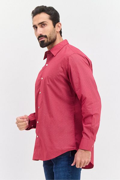 VAN HEUSEN Men Regular Fit Allover Print Long Sleeves Dress Shirt, Red