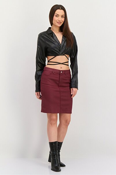 Esprit Women Solid Mini Skirt, Maroon