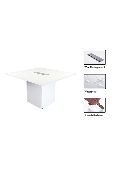 Mahmayi Ultra-Modern Projekt 7 Rec 480 16 Seater Square Modular Conference Table, Cable Management - White