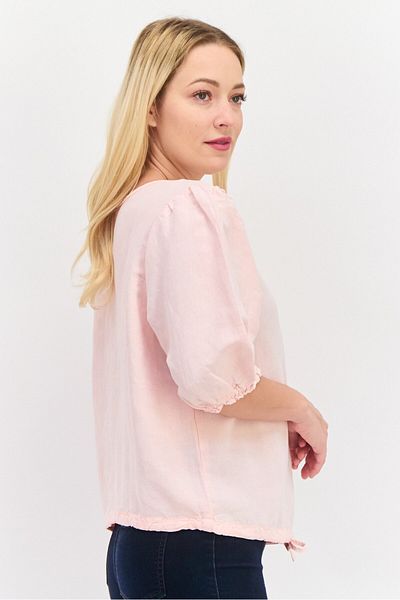 WRANGLER Women Round Neck Cap Sleeves Solid Top, Light Pink