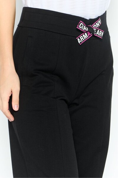 Armani Exchange Women Regular Fit Plain Staight Pants, Black