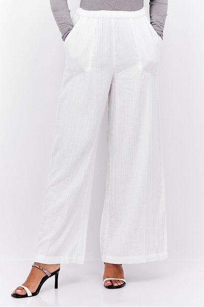 Roxy Women Wide Leg Textured Pull On Palazzo Pants, White