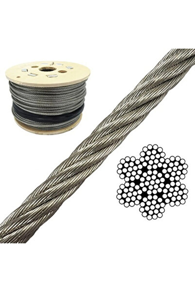 Çelik Halat 6+2 (8) mm PVC İzoleli Paslanmaz Çelik Halat - 25 Metre