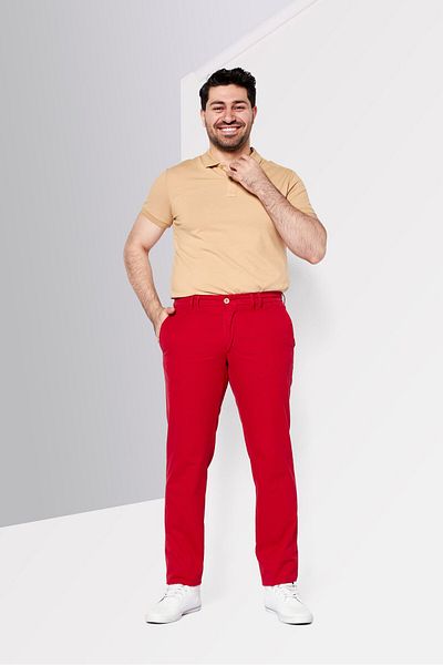 Ferrari Men Classic Fit Solid Chino Pants, Red
