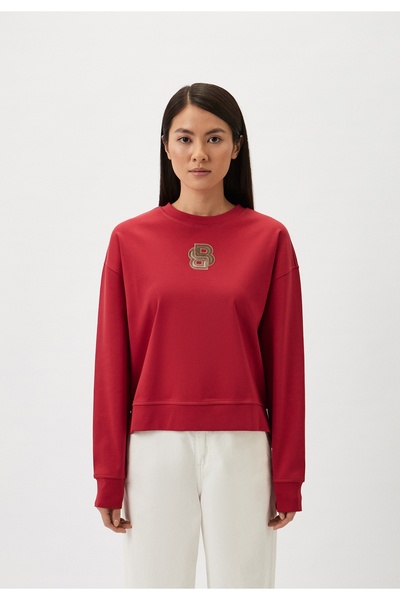 HUGO Kadın Regular Fit Uzun Kollu Dokuma Kumaş Kırmızı Sweatshirt 50533654-629