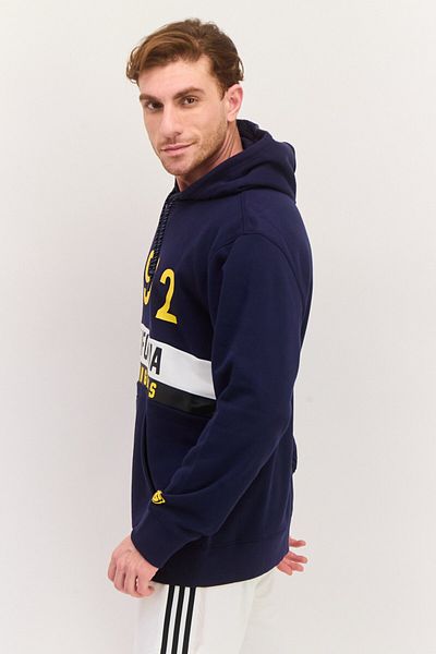 SKECHERS Men Sportswear Fit Long Sleeve Outdoor Hooded Sweatshirt, Navy Blue