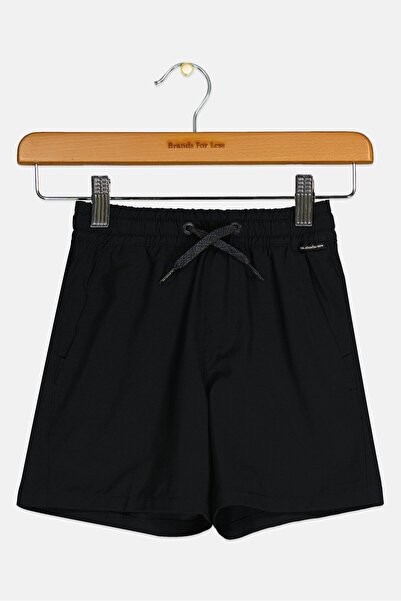 Quiksilver شورت برباط وشعار العلامة التجارية للأولاد الصغار، أسود