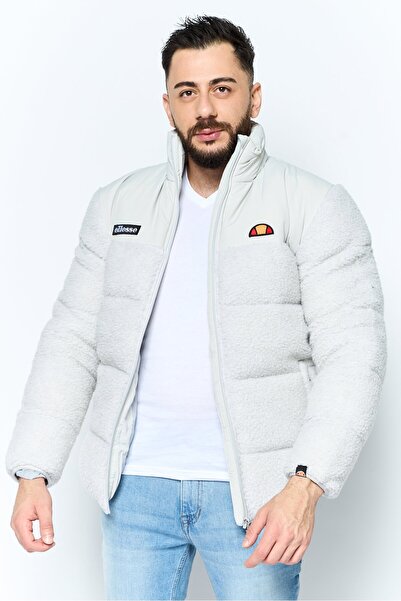Ellesse Men Brand Logo Padded Puffer Jacket, Light Grey