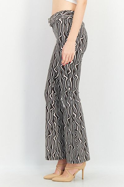 Don't Call Me Jennyfer Women Wide Leg Abstract Print Pants, Black