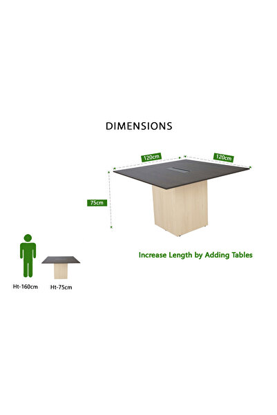 Mahmayi Projekt 7 Rec 120 Square Modular Conference Office Table With Aluminium Cable Management - Walnut