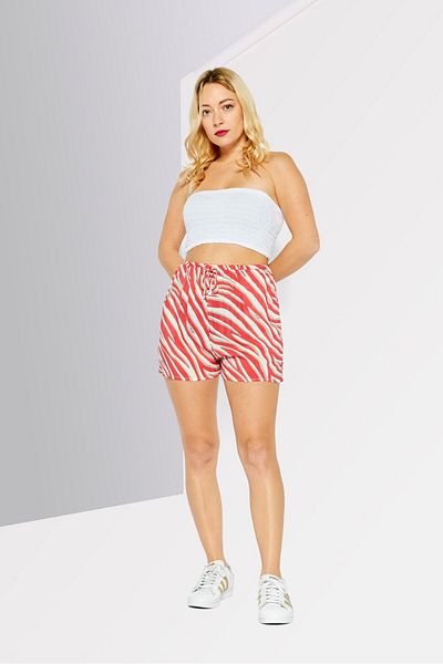 Michael Kors Women Allover Printed Drawstring Shorts, Red Combo