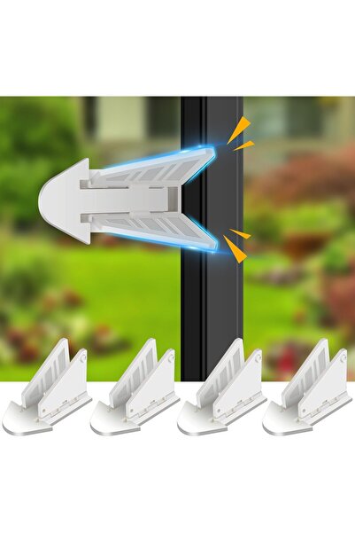 Generic Mikakooz 4-Pack Sliding Glass Door Locks – Child Safety Window/Door Locks (White)