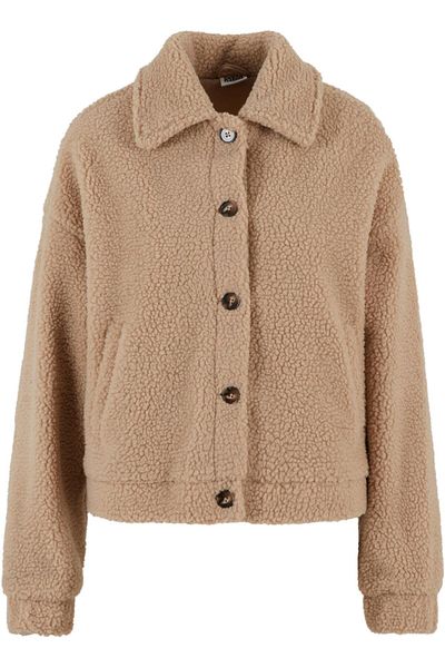 Urban Classics Ladies Short Sherpa Button Jacket