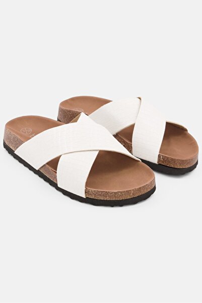 BOOHOO Women Crossover Foot Slip On Sandals , White