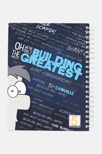 Disney We Are Building The Greatest Worlds 5 Subjects Spiral Notebooks, Dark Blue Combo