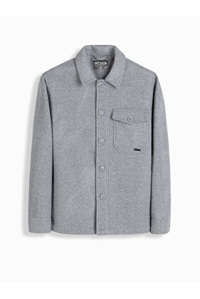 OMBRE Pánská lehká fleecová bunda s viskózou - šedá V2 OM-JANP-0199 XL